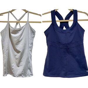 ATHLETA Set of 2 Tank Tops Silver and Blue Size S